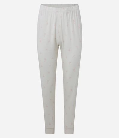 Pijama Largo en Rib con Estampa de de Lunares y Cuello V 6