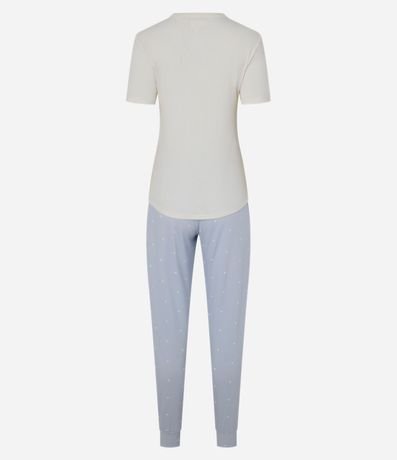 Pijama Largo en Ribana con Estampa de de Lunares 6