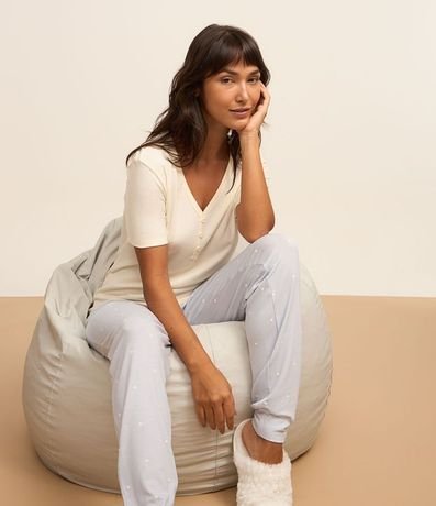Pijama Largo en Ribana con Estampa de de Lunares