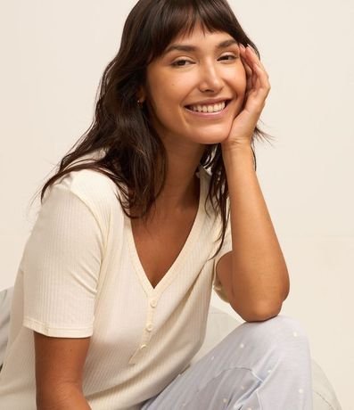 Pijama Largo en Ribana con Estampa de de Lunares 3