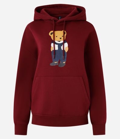 Algodón con Forro Fleece y Estampa de Osito con Bolsillo Canguro 6