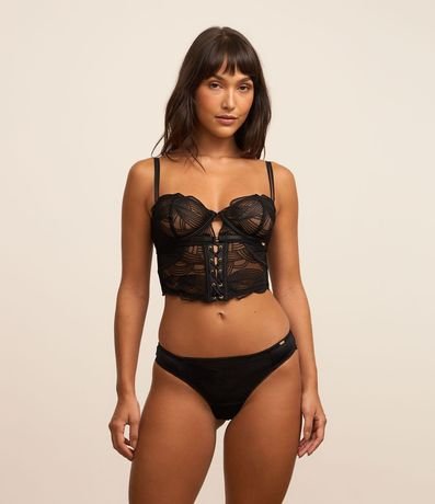 Liguero de Tul con Cordones y Textura de Encaje 2