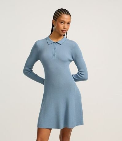 Vestido Evasê Sportcore en Punto con Cuello Polo