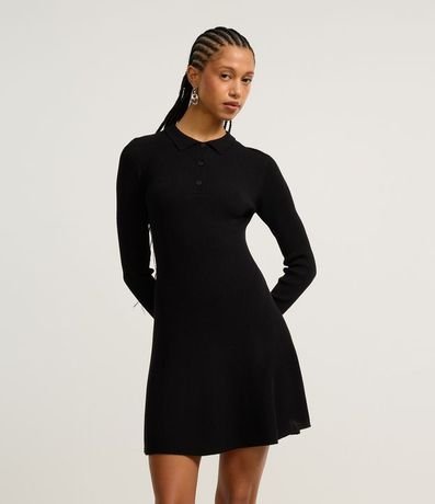 Vestido Evasê Sportcore en Punto con Cuello Polo