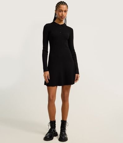 Vestido Evasê Sportcore en Punto con Cuello Polo 2