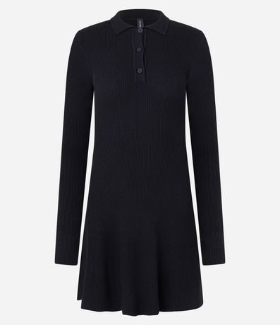 Vestido Evasê Sportcore en Punto con Cuello Polo 5