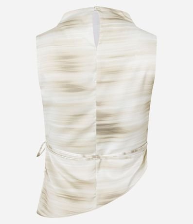 Blusa Satinada Sin Manga con Estampa Abstrada 6