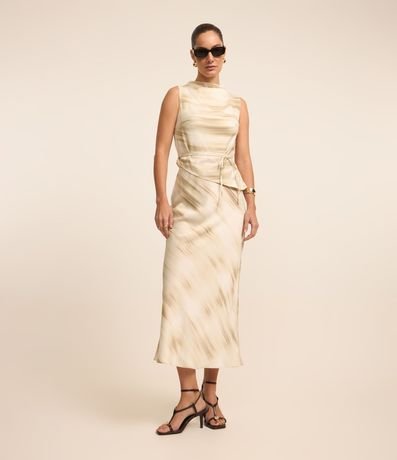 Blusa Satinada Sin Manga con Estampa Abstrada 2