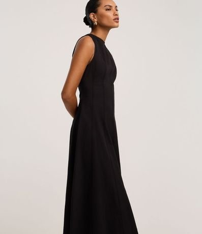 Vestido Evasê Midi en Bengalina con Bretel Ancho 3