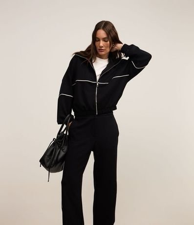 Pantalón Recto en Algodón con Modal y Bies Contrastante 3