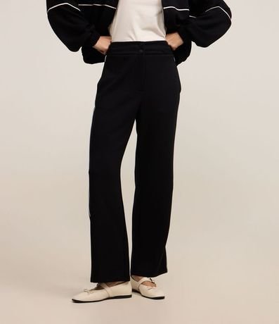 Pantalón Recto en Algodón con Modal y Bies Contrastante 4