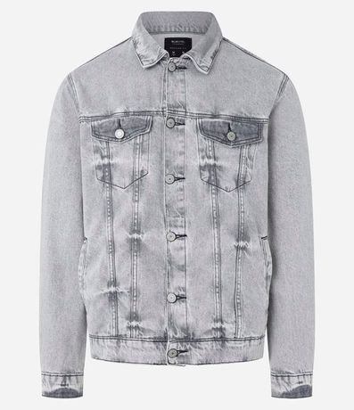 Campera Regular en Jeans Desteñido con Botones y Bolsillos en el Pecho