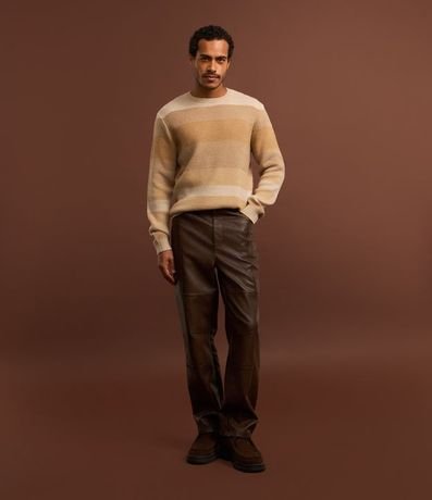 Suéter en Punto con Cuello Redondo y Estampa Blocada 2