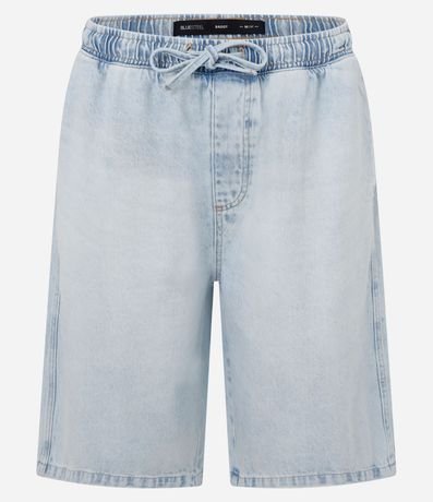 Bermuda Baggy en Jeans con Cintura Elástica