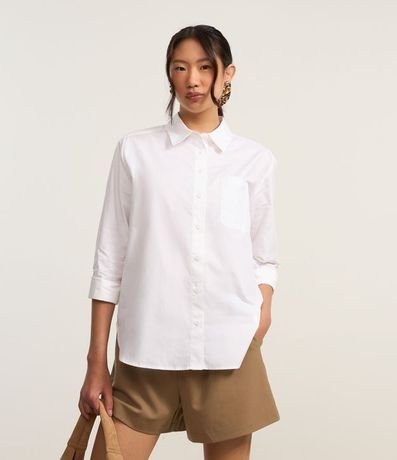 Camisa en Tricolina con Bolsillo y Rayas Hilo Teñido