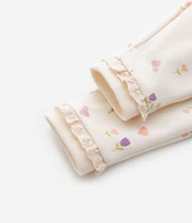 Pantalón Legging Infantil con Cintura Dobrado y Estampa Floral - Talle 0 a 18 meses 4