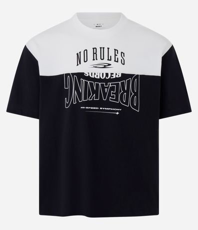 Remera Boxy en Algodón con Recortes y Estampa Lettering