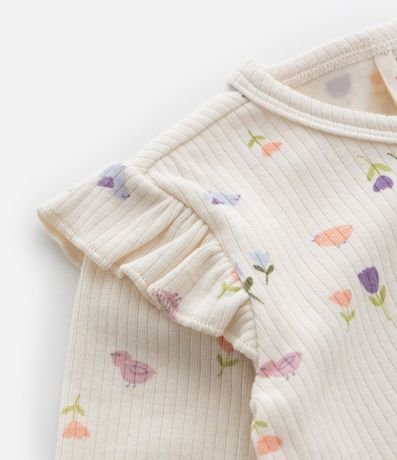 Mono Infantil Canelado con Babados y Estampa Floral - Talle RN a 18 meses 8