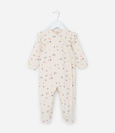 Mono Infantil Canelado con Babados y Estampa Floral - Talle RN a 18 meses 1