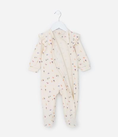 Mono Infantil Canelado con Babados y Estampa Floral - Talle RN a 18 meses 2