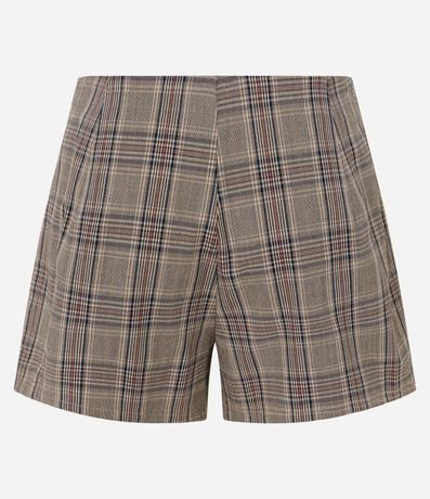 Short Pollera en Sastrería de Cuadros con Cinturón y Hebilla 6