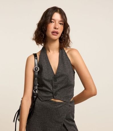 Chaleco Jacquard con Botones y Espalda Abierta