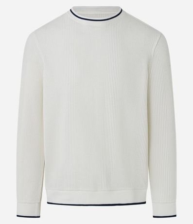 Remera Regular con Textura Vertical y Cuello Contrastante 5