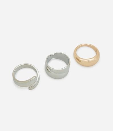 Kit 03 Anillos en Metal Redondos Surtidos