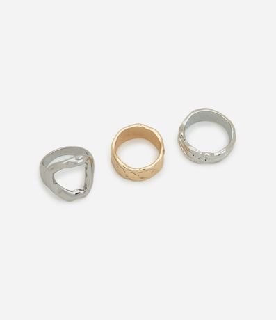 Kit 03 Anillos con Formatos Orgánicos en Metal
