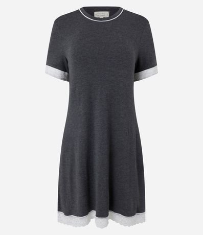 Camisón Manga Corta en Viscosa con Detalle Contrastante