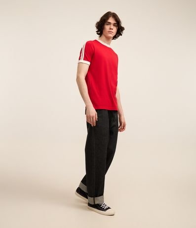 Remera Regular en Algodón con Rayas en los Hombros 2