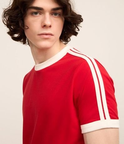 Remera Regular en Algodón con Rayas en los Hombros 3