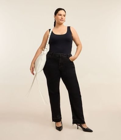 Pantalón Recto Cintura Mediana Jeans con Elastano Curve & Plus Size