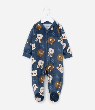 Mono Infantil en Plush con Osos y Conejos - Talle 0 a 24 meses