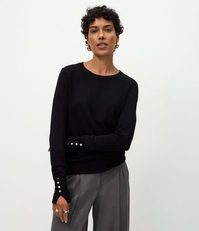 Suéter en Punto con Botones en el Puño