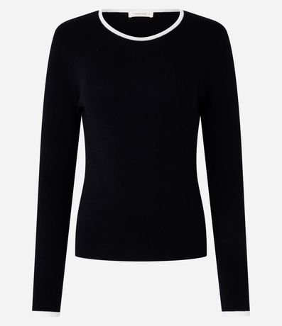 Suéter Regular en Punto con Viés Contrastantes 5