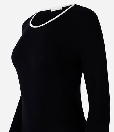 Suéter Regular en Punto con Viés Contrastantes 6