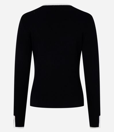 Suéter Regular en Punto con Viés Contrastantes 7