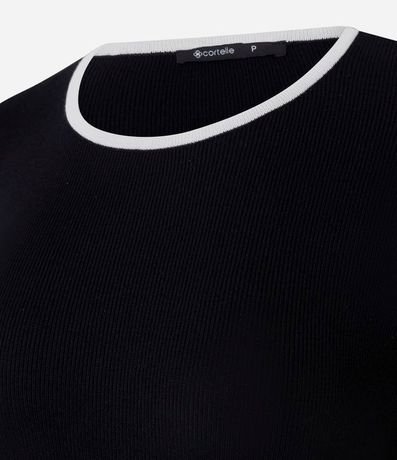 Suéter Regular en Punto con Viés Contrastantes 8