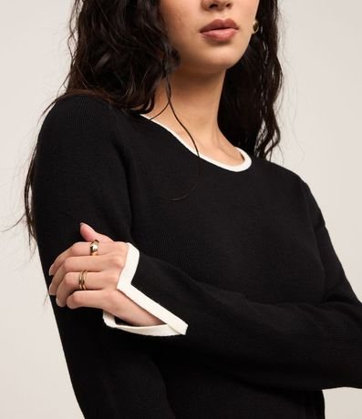 Suéter Regular en Punto con Viés Contrastantes 3