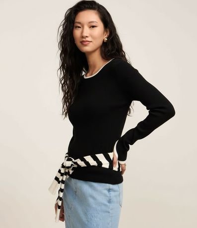 Suéter Regular en Punto con Viés Contrastantes 4