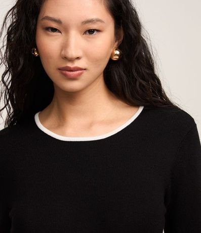 Suéter Regular en Punto con Viés Contrastantes 4