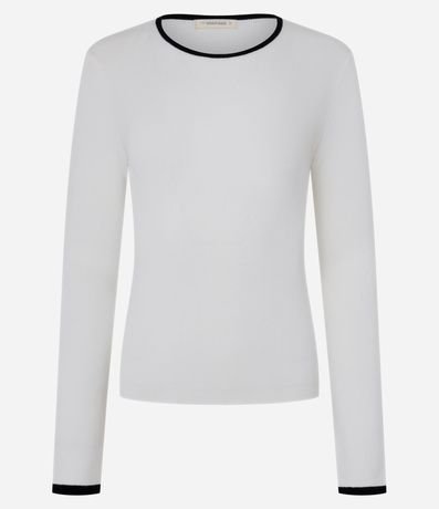 Suéter Regular en Punto con Viés Contrastantes 5