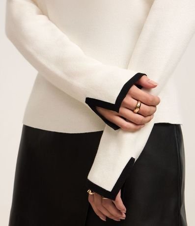 Suéter Regular en Punto con Viés Contrastantes 3