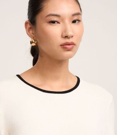 Suéter Regular en Punto con Viés Contrastantes 4