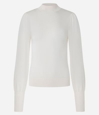 Suéter en Punto con Cuello Alto y Manga Abullonada 5