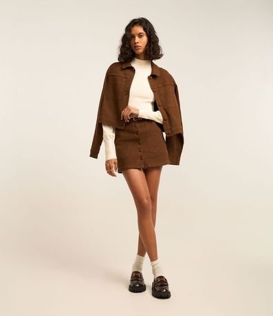 Suéter en Punto con Cuello Alto y Manga Abullonada 2