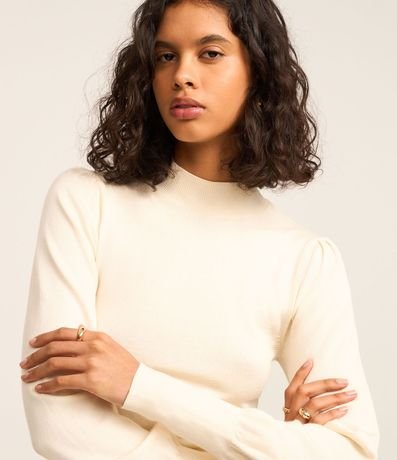 Suéter en Punto con Cuello Alto y Manga Abullonada 3