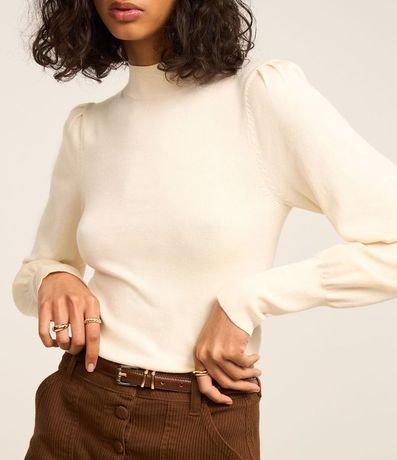 Suéter en Punto con Cuello Alto y Manga Abullonada 4