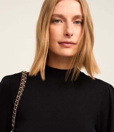 Suéter en Punto con Cuello Alto y Manga Abullonada 4